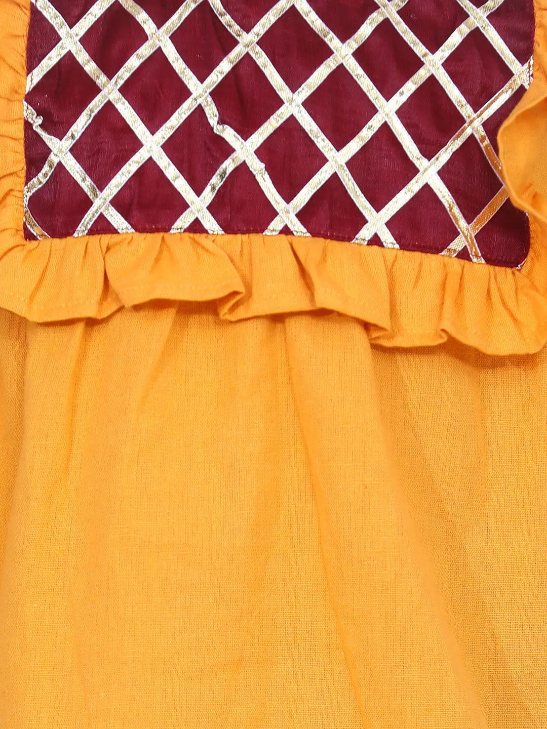 Yellow Cotton Top with Harem Pant Set - Girls Indian Wear
