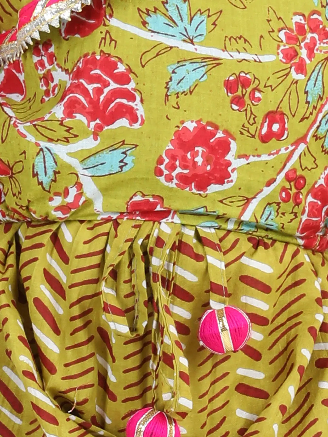 Green Ruffle Top & Harem Pants | Girls Indian Festive Wear