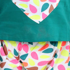 Girls Heart patch Pure Cotton Patch Top with Harem pant Indo Western Clothing Sets - Blue
