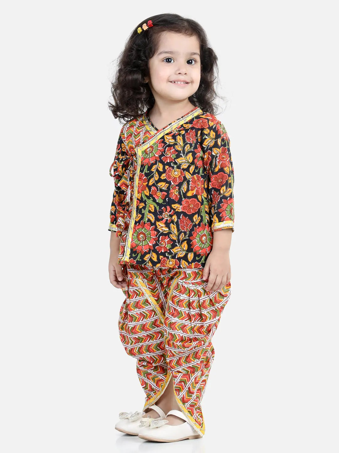 Black Angrakha Top & Harem Pant Set | Girls Indian Wear