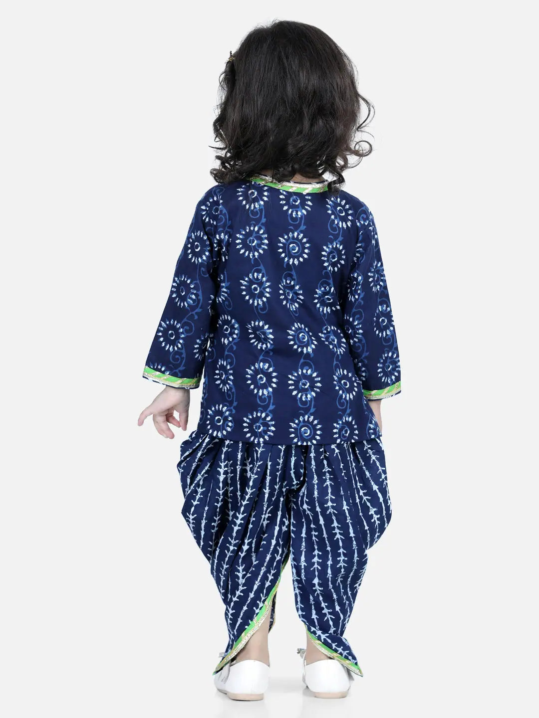 Indigo Angrakha Top & Harem Pant - Girls Indian Wear Set