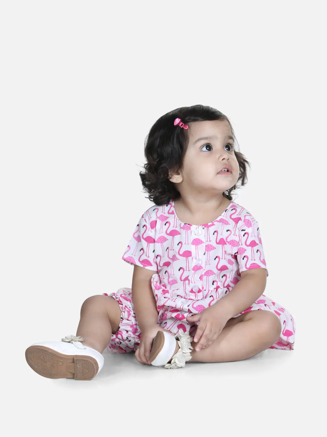 Infant White Cotton Jhabla with Bloomer - Traditional Outfits