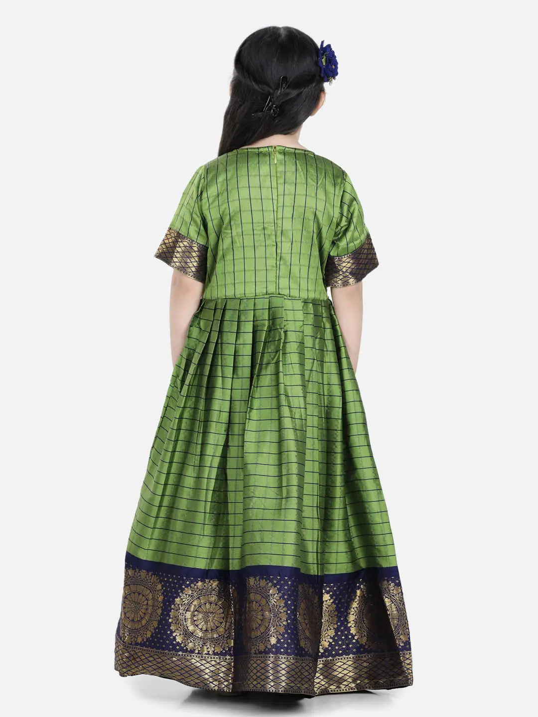 Green Silk South Indian Party Dress- Ethnic Dresses for Girls