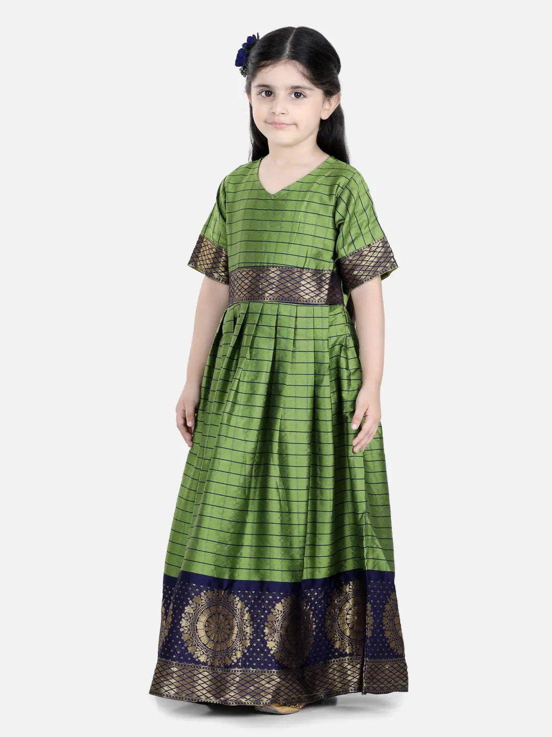 Green Silk South Indian Party Dress- Ethnic Dresses for Girls