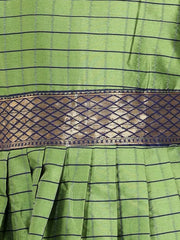 Girls Silk South Indian Party Long Dress - Green