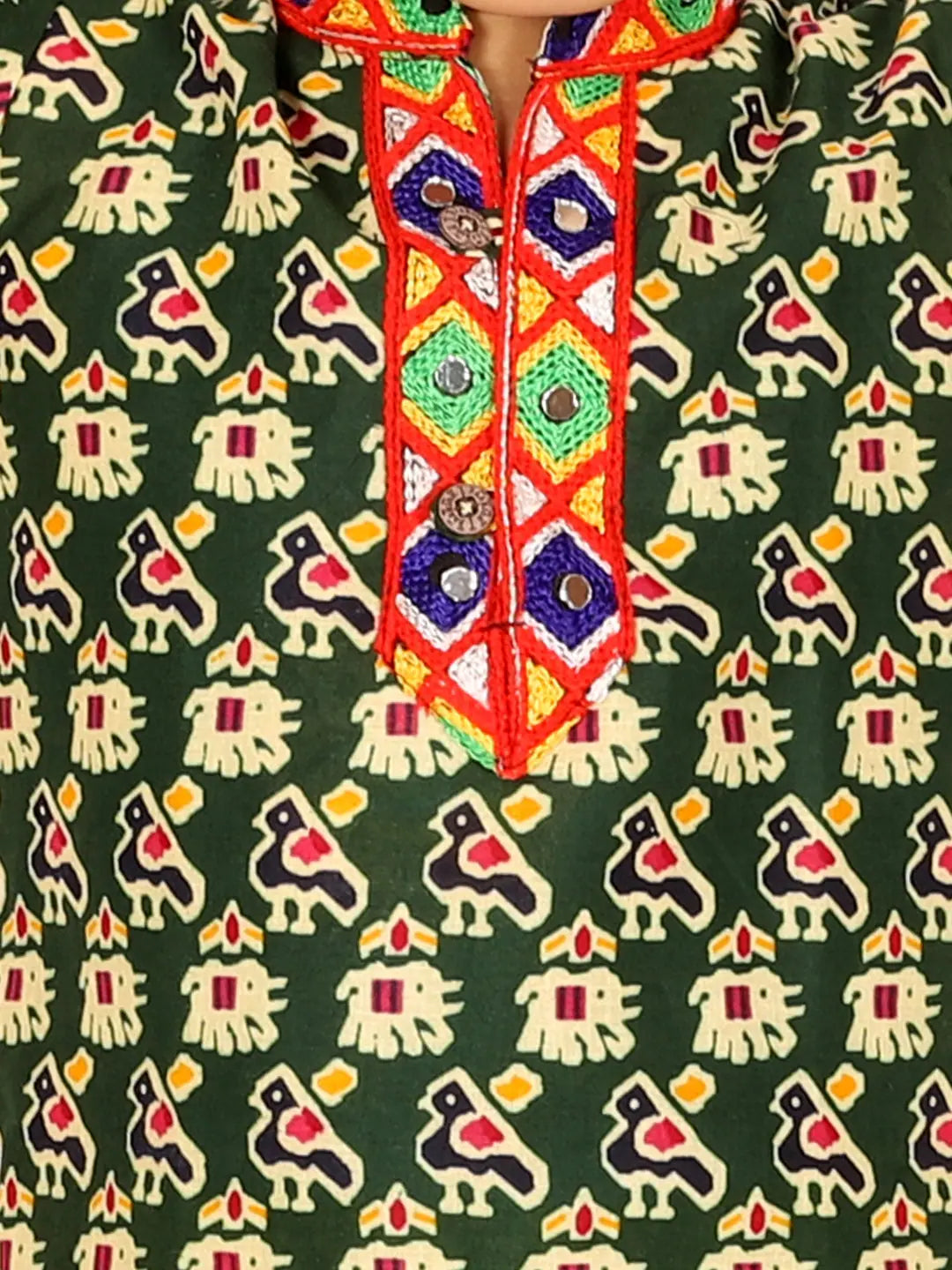 Green Printed Cotton Kurta Dhoti Set for Boys | BownBee
