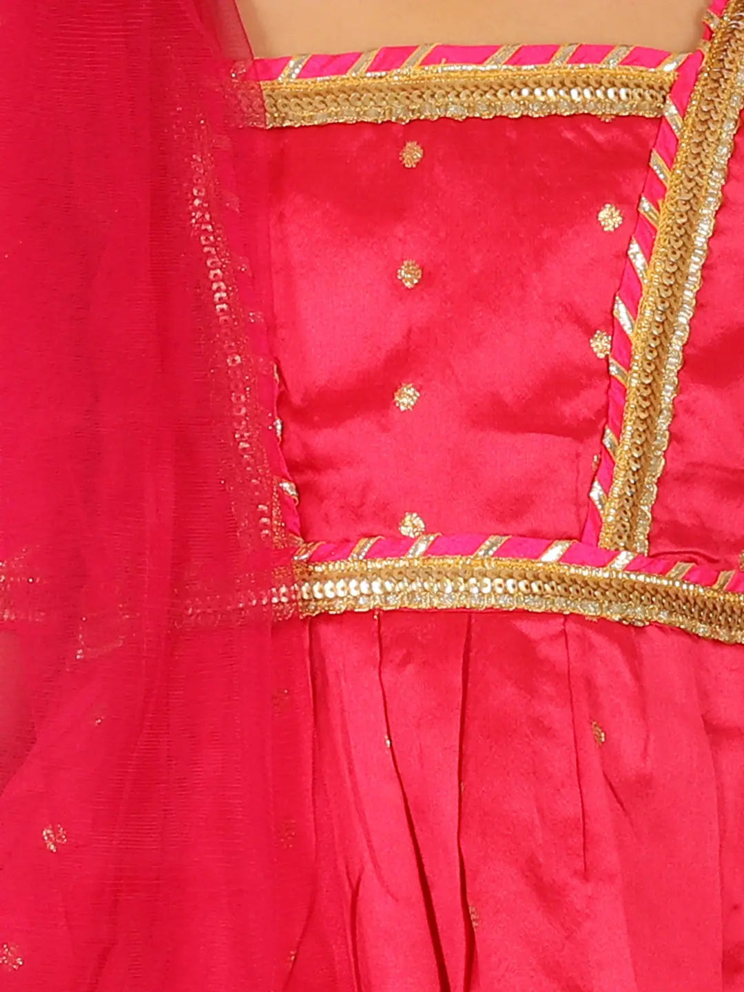 Pink Puff Sleeve Lehenga Choli with Dupatta | Girls Indian Wear