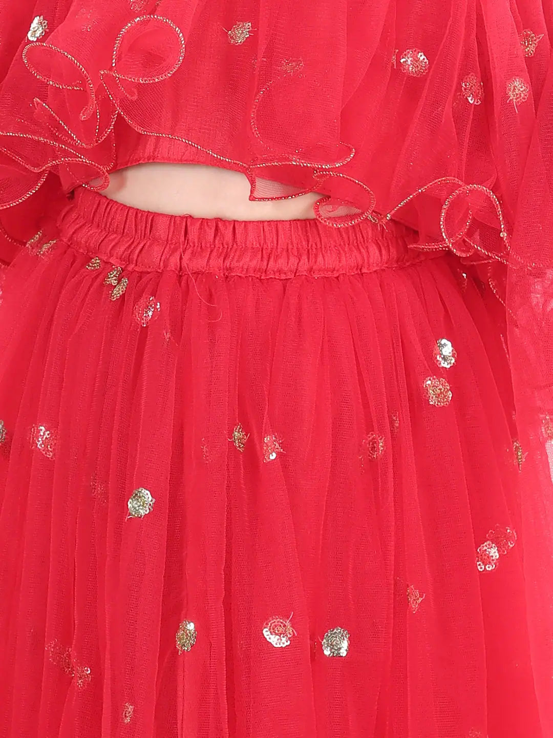 Red Sequin Lehenga Choli - Wedding Wear for Girls Indian