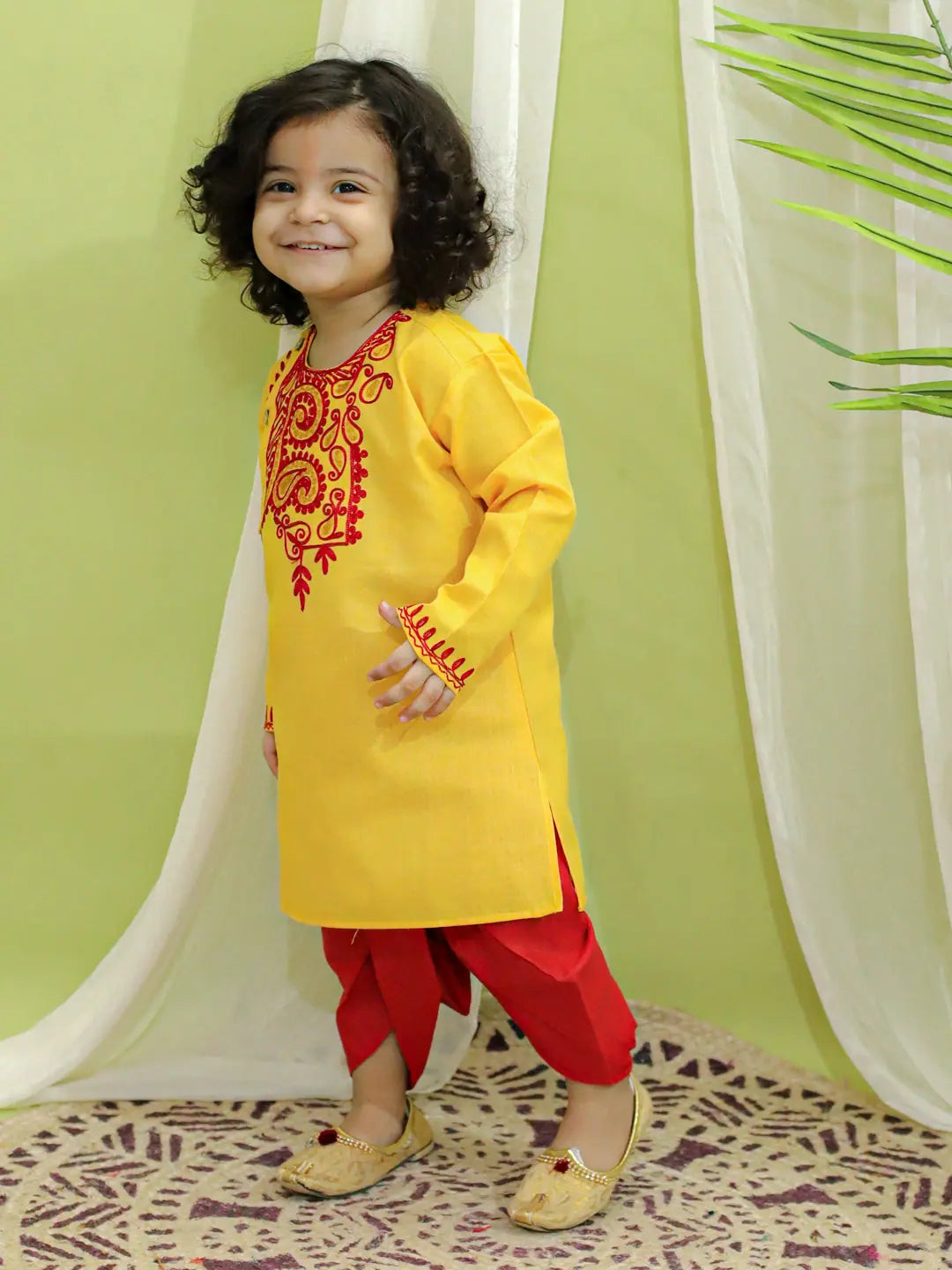 Stylish Indian Wear for Boys - Embroidered Bangali Kurta Dhoti...