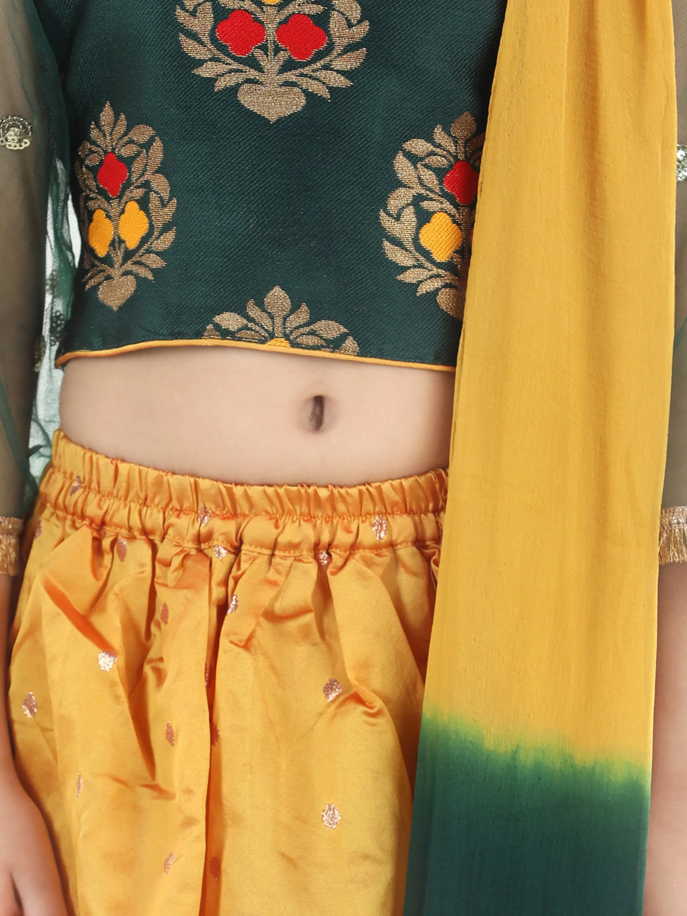Green Silk Lehenga - Girls Indian Wear, Festive Ethnic Dresses