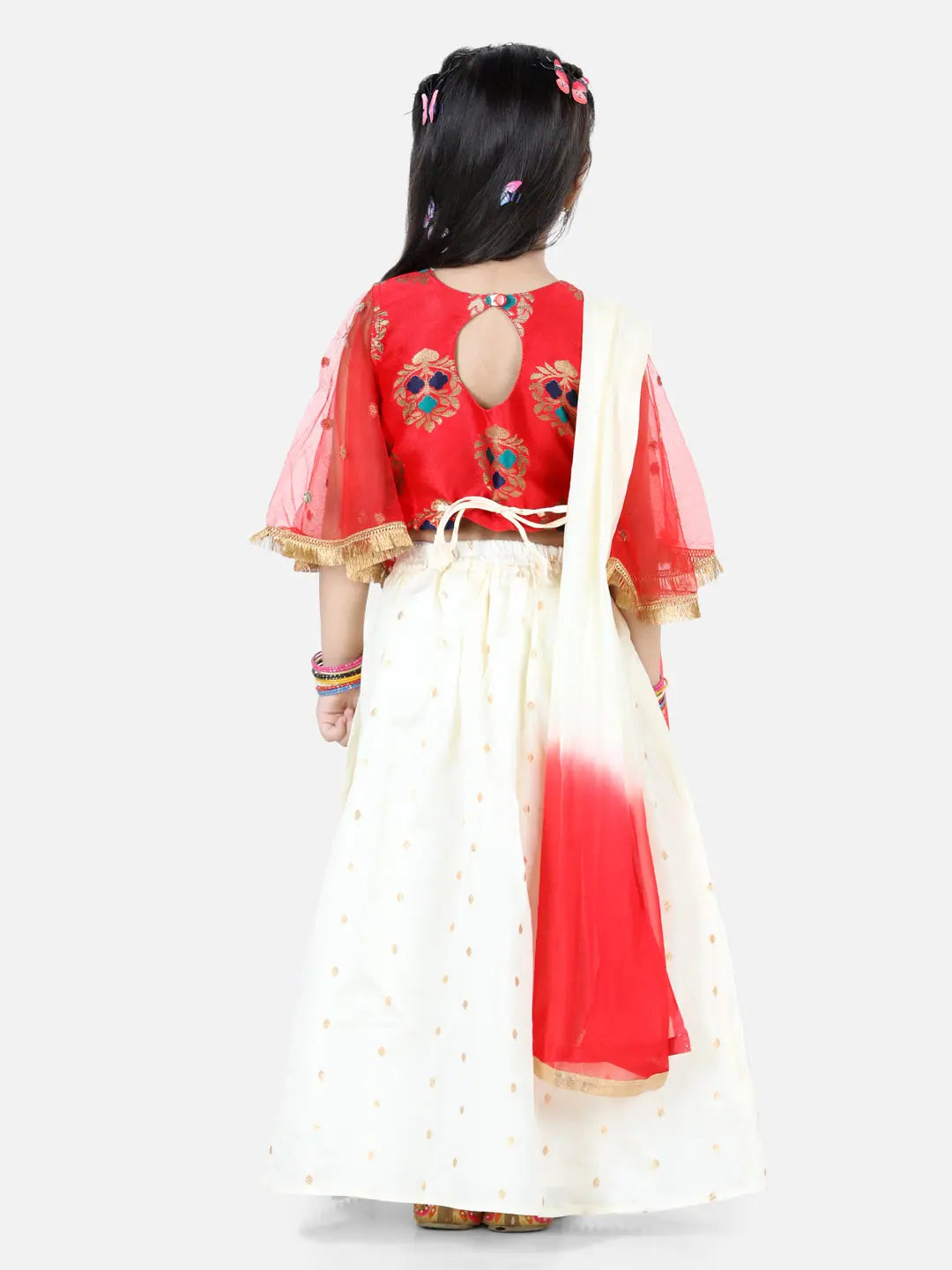 Red Girls Lehenga with Jacquard Top | Indian Festive Outfits