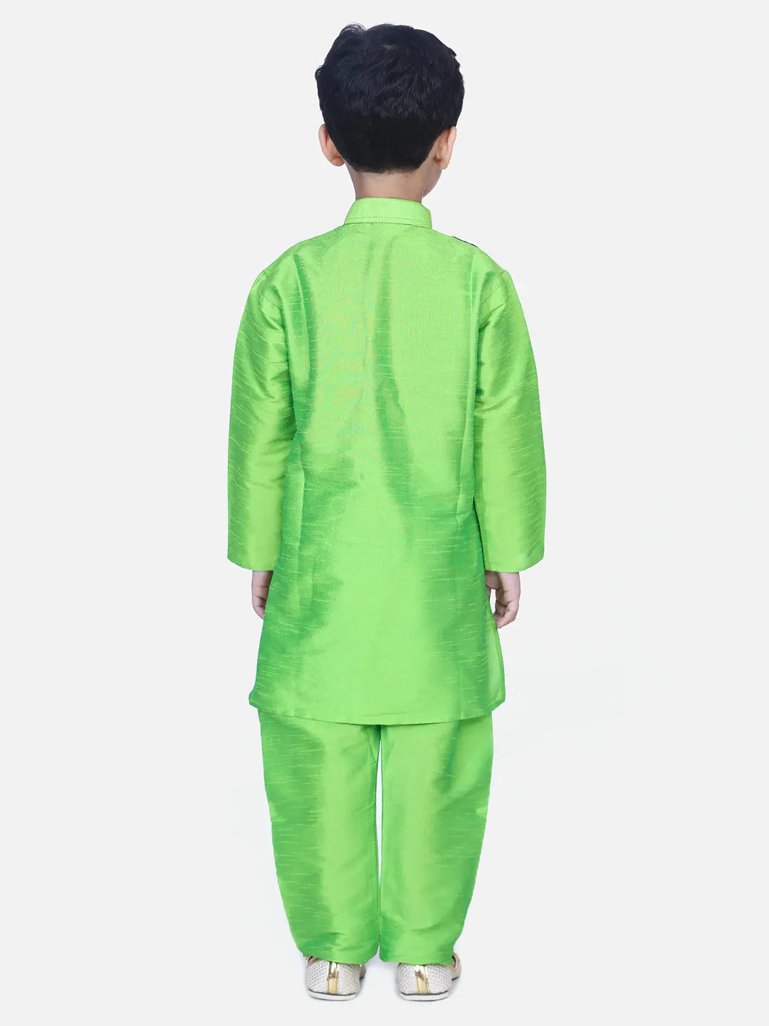 Boys Ethnic Wear - Green Chiffon Jacket Kurta Pajama | BownBee