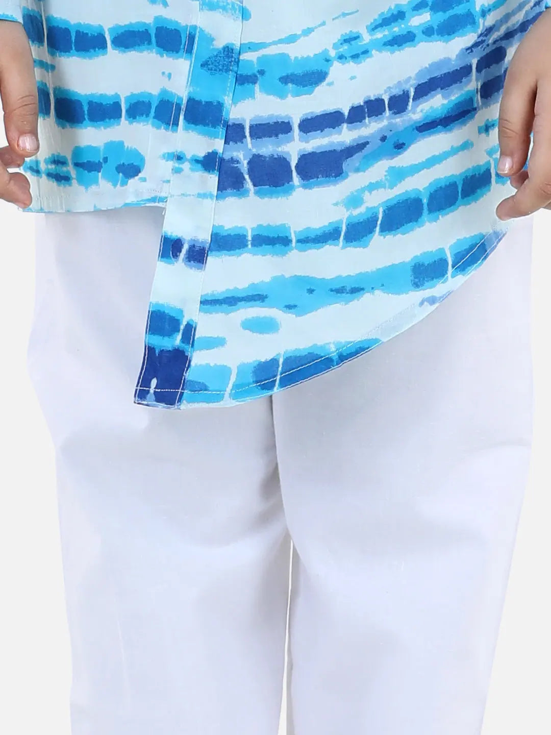 Boys Indian Wear - Blue Printed Asymmetric Kurta Pajama Set | ...