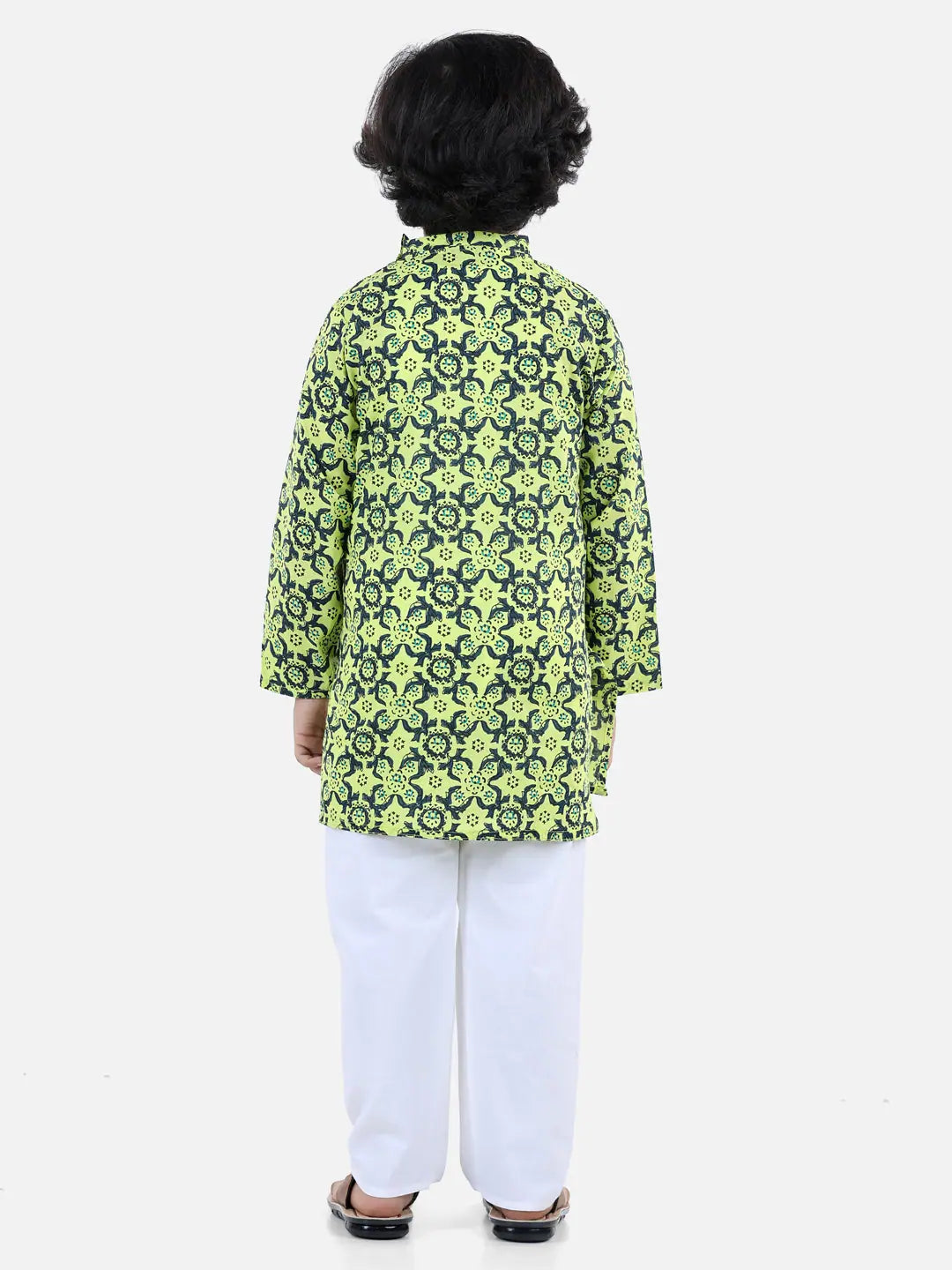 Boys Floral Kurta Pajama Set - BownBee Yellow Indian Wear