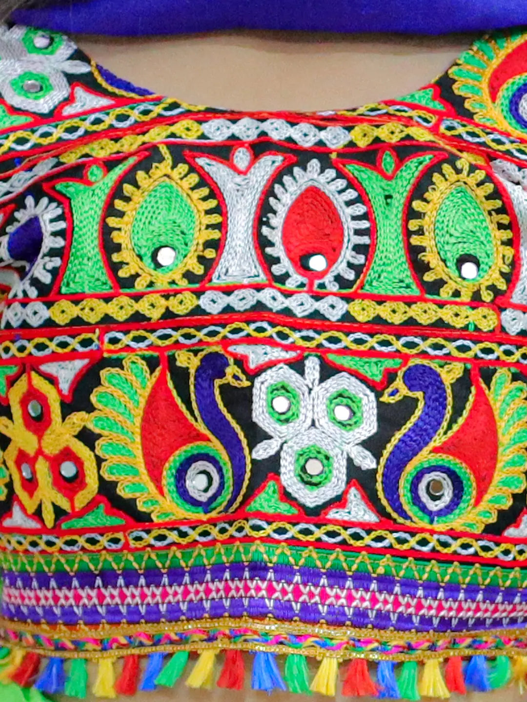 Green Cotton Chaniya Choli: Girls Navratri Indian Outfit
