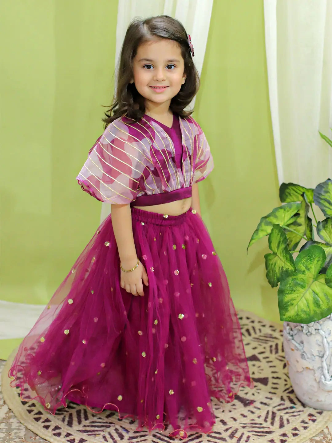 Girls Purple Lehenga Choli - Ethnic Party Wear Indian Outfits