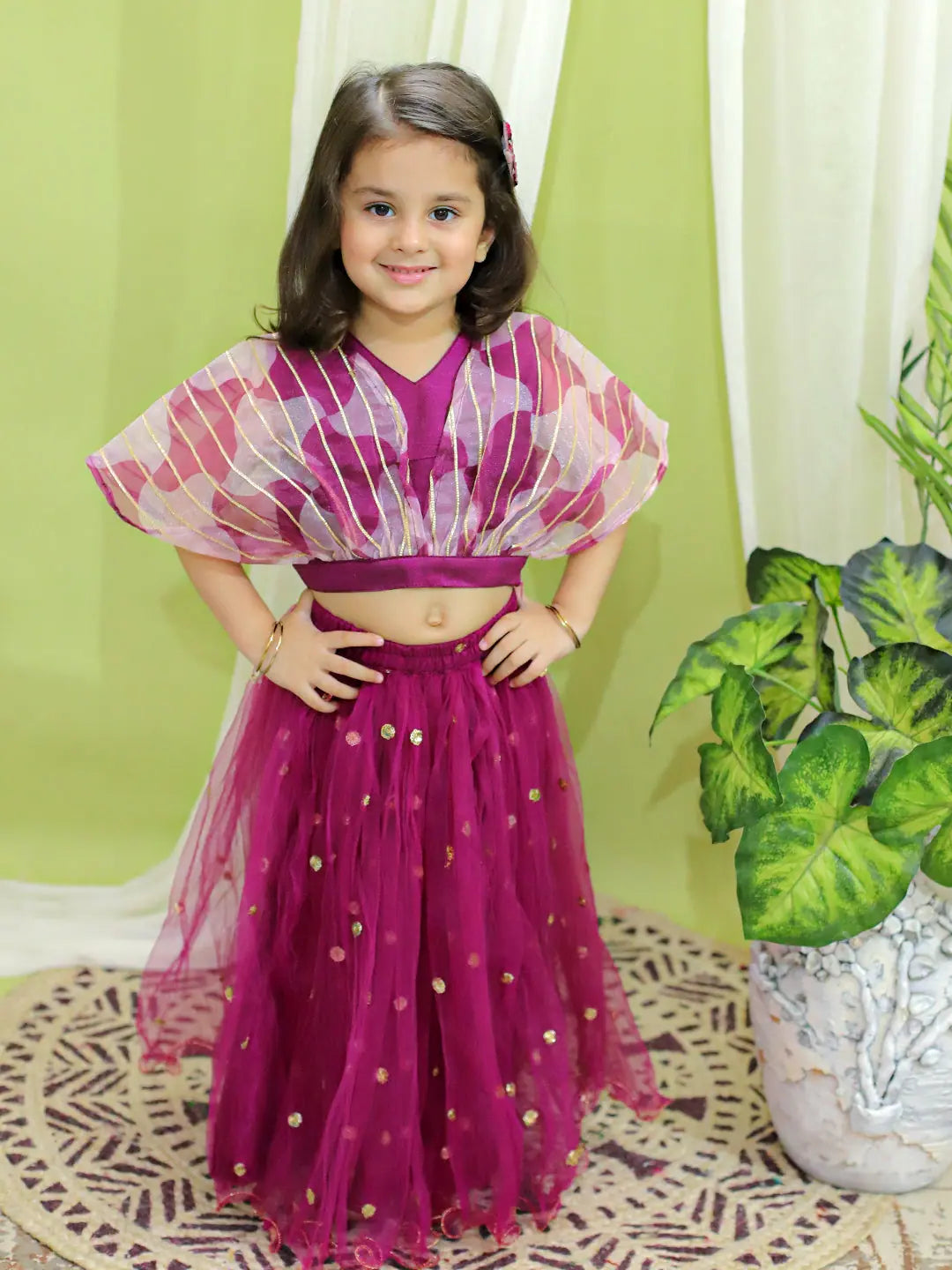 Girls Purple Lehenga Choli - Ethnic Party Wear Indian Outfits