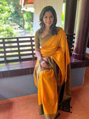 Women's Blend Navy Blue Woven Design Designer Saree With Blouse Piece-SMNGLM1001