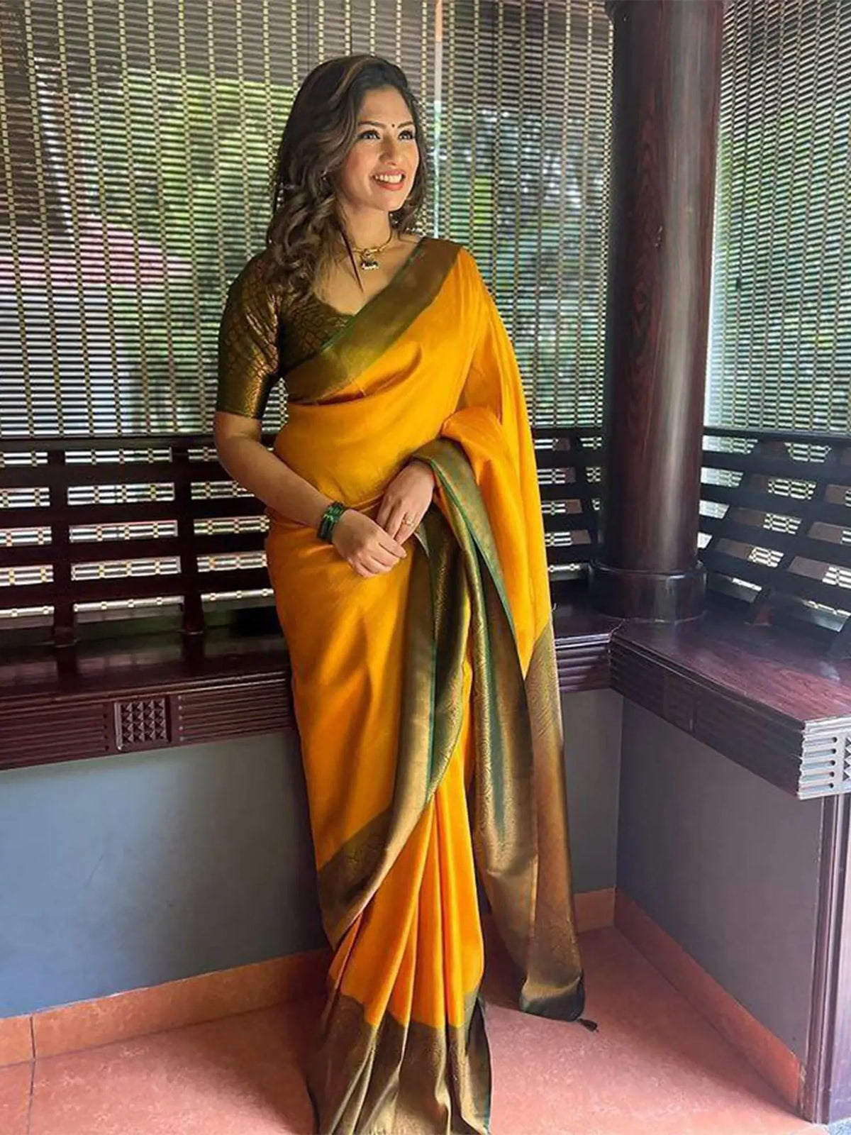 Women's Blend Navy Blue Woven Design Designer Saree With Blouse Piece-SMNGLM1001