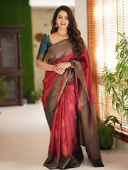 Women's Viscose White Woven Design Designer Saree With Blouse Piece-SMART2004