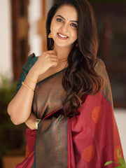 Women's Viscose White Woven Design Designer Saree With Blouse Piece-SMART2004