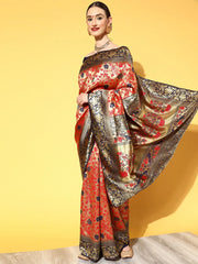 Women's Cotton Blend Peach Woven Design Designer Saree With Blouse Piece-VIHANA87203