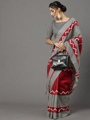Red Tassels And Latkans Women Saree-18WOM18907