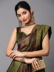 Women's Blend Black Printed Designer Saree With Blouse Piece-HOLAND81D