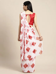 White Solid Women Saree-FF0PVPR4104