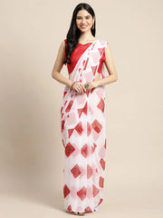 White Solid Women Saree-FF0PVPR4104