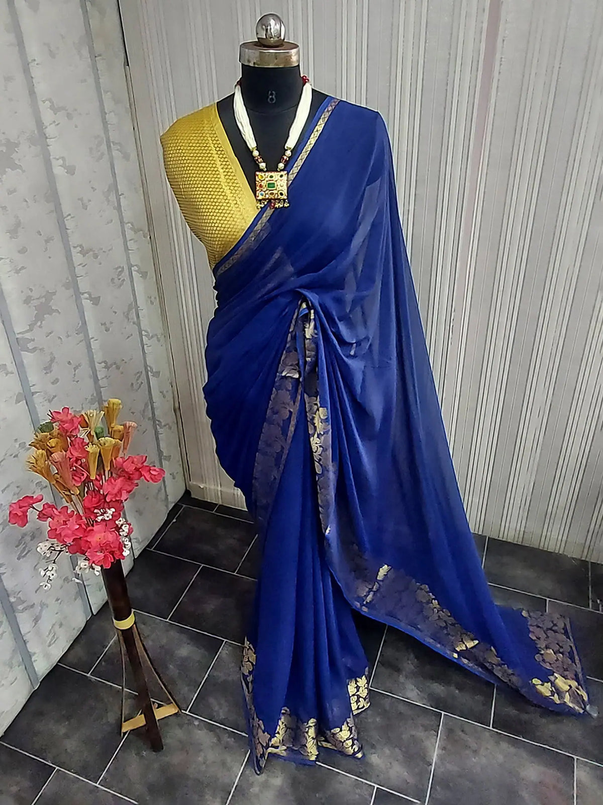 Dark Blue Woven Women Saree