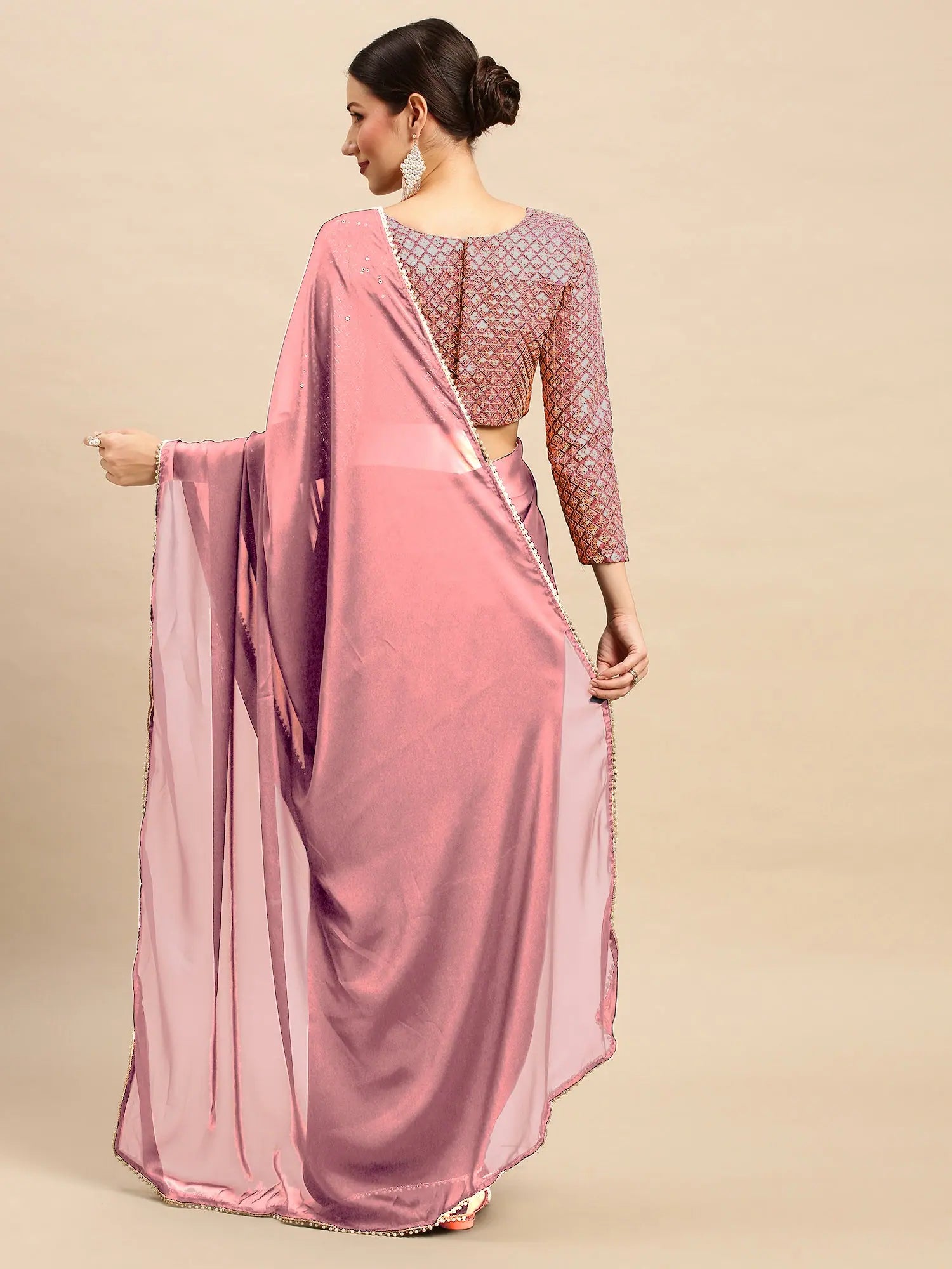 Mauve Sequins Saree | Designer Sarees India