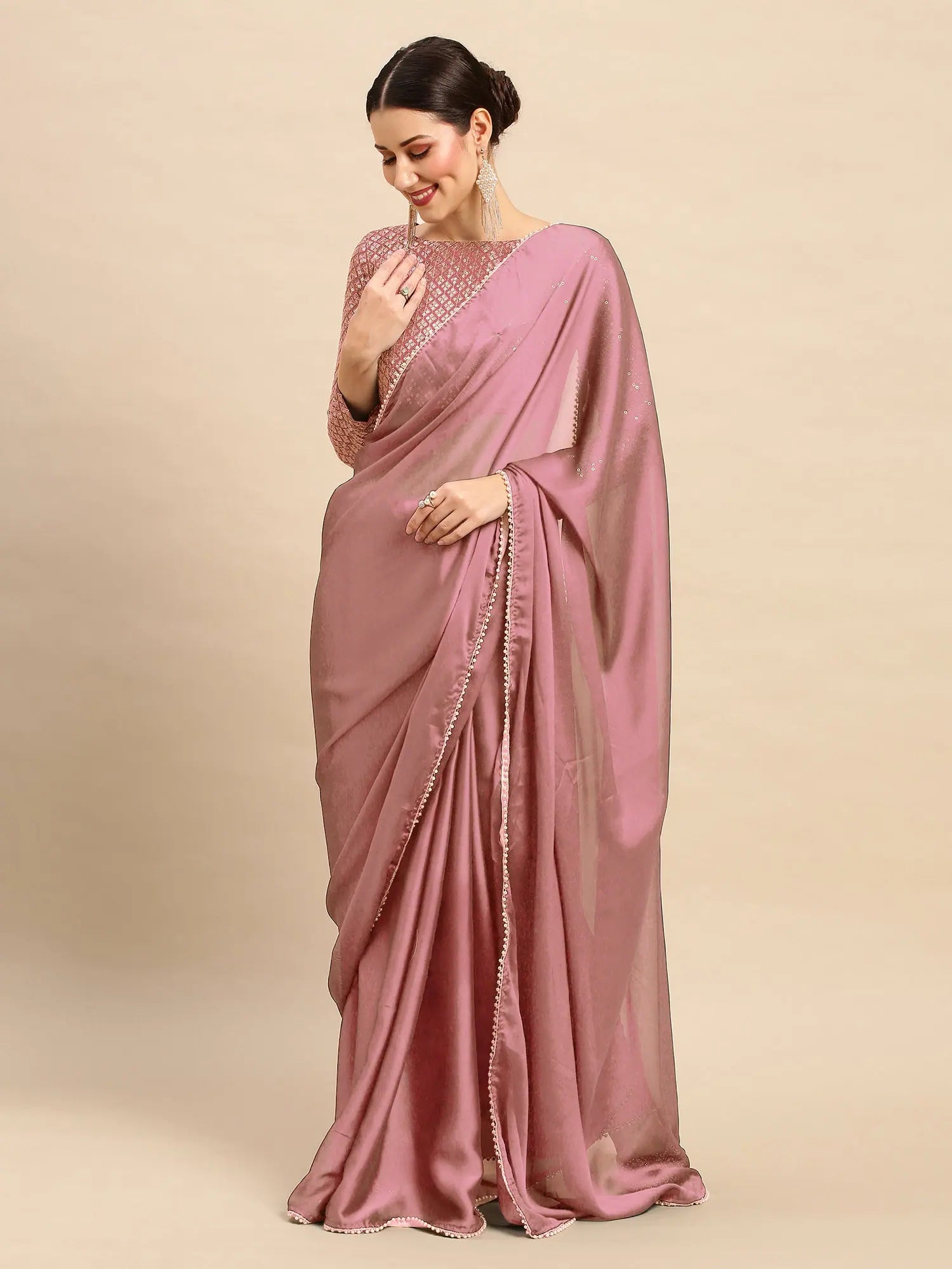 Mauve Sequins Saree | Designer Sarees India