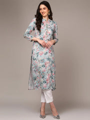 Women Blue Viscose Rayon Floral Printed Kurta VCK9518