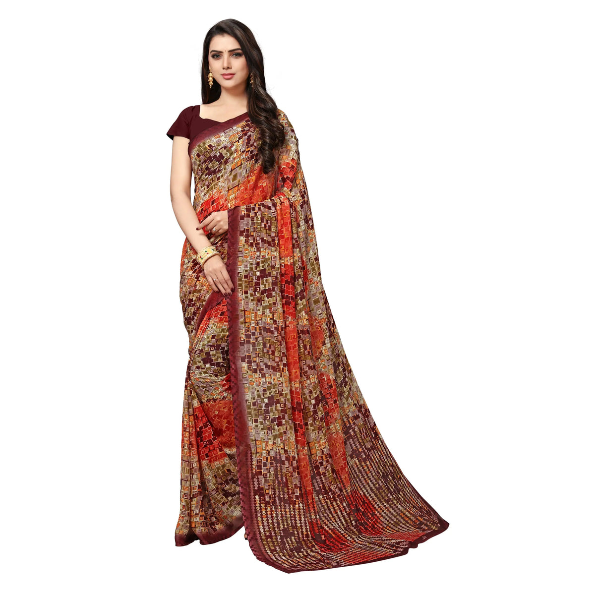 Chiffon No Type Regular Saree-PC1083