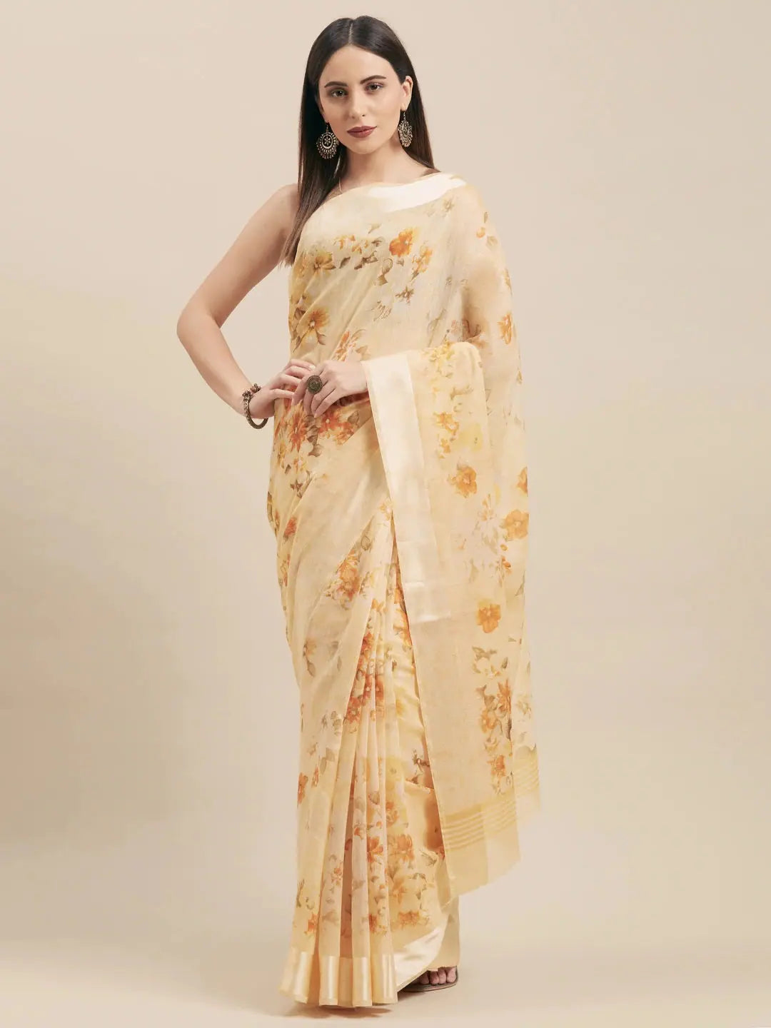 Cotton Blend No Type Regular Saree-VSAR1074