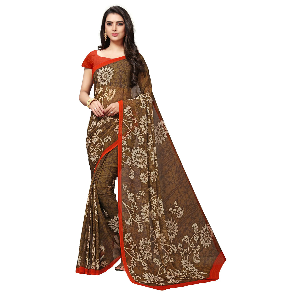 Poly Georgette No Type Regular Saree-PC1098