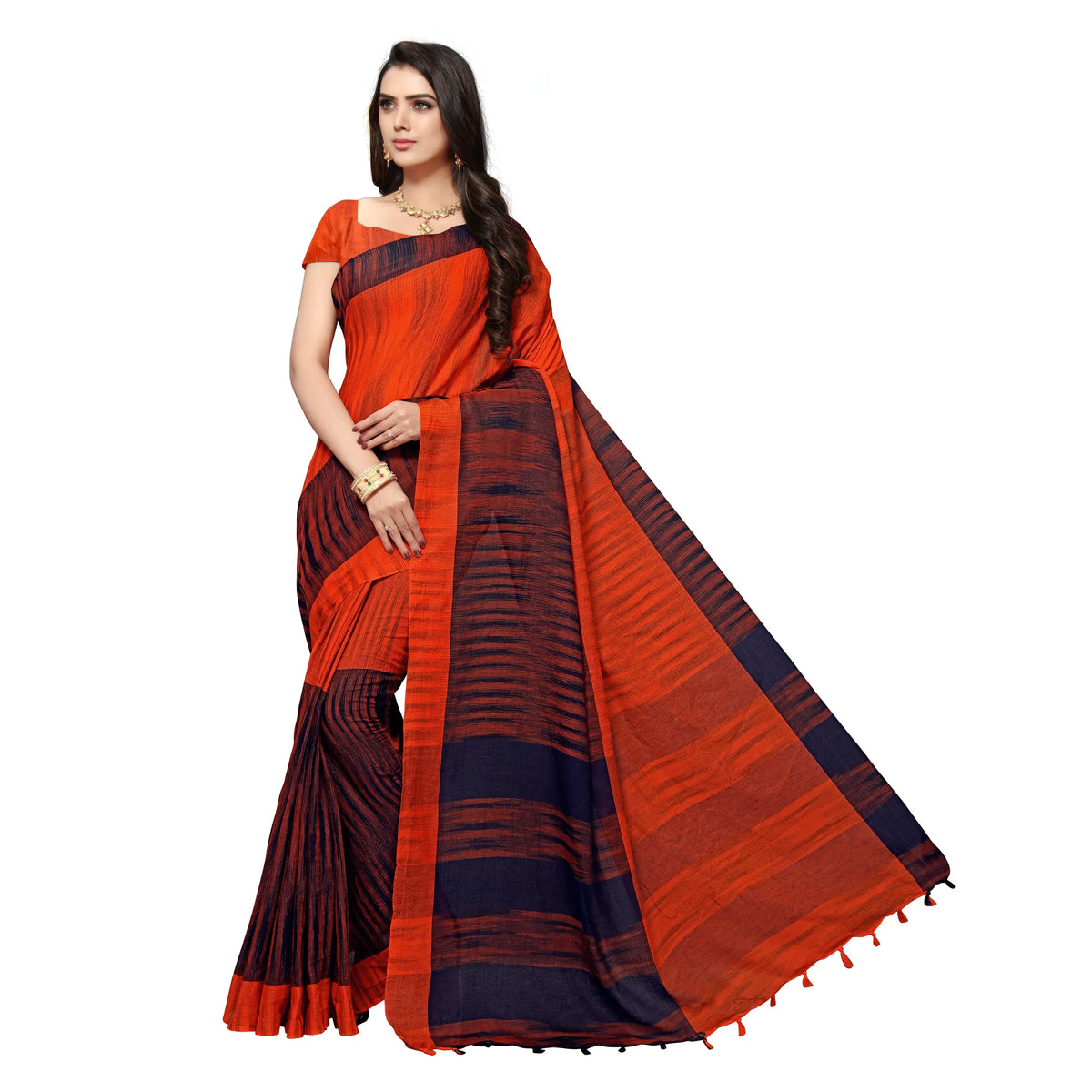 Cotton Blend No Type Regular Saree-VSAR1006