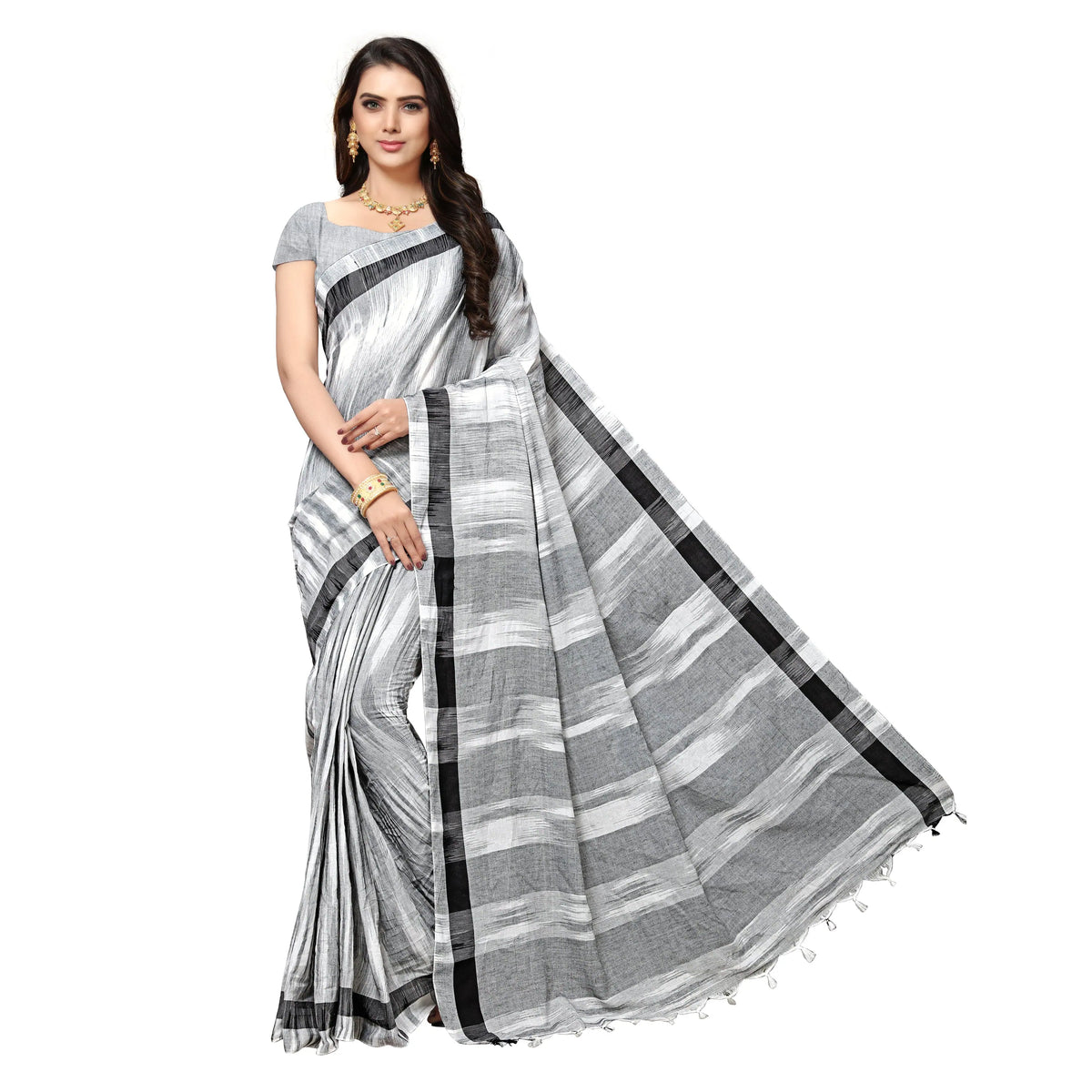 Cotton Blend No Type Regular Saree-VSAR1003