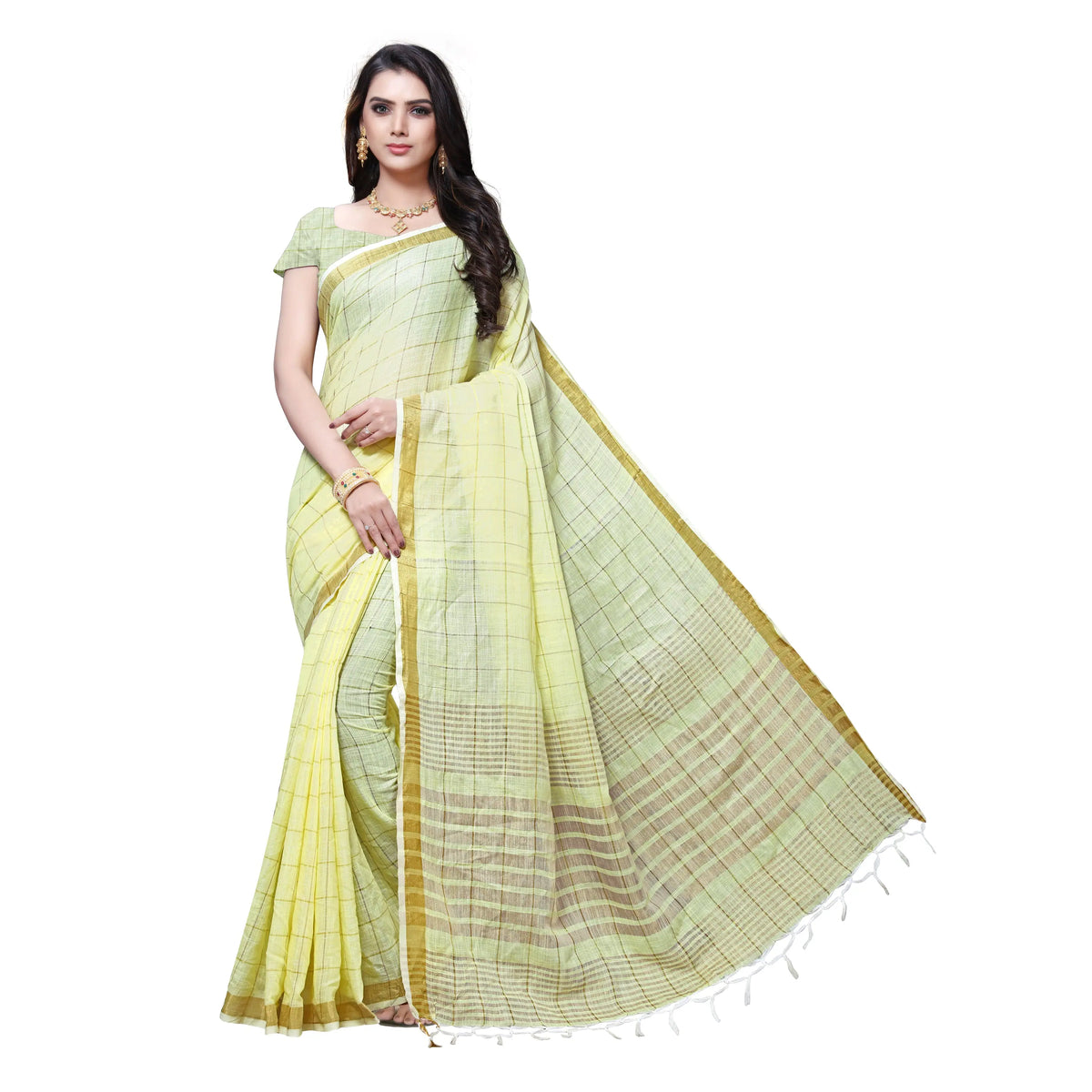 Linen Blend No Type Regular Saree-VSAR1088