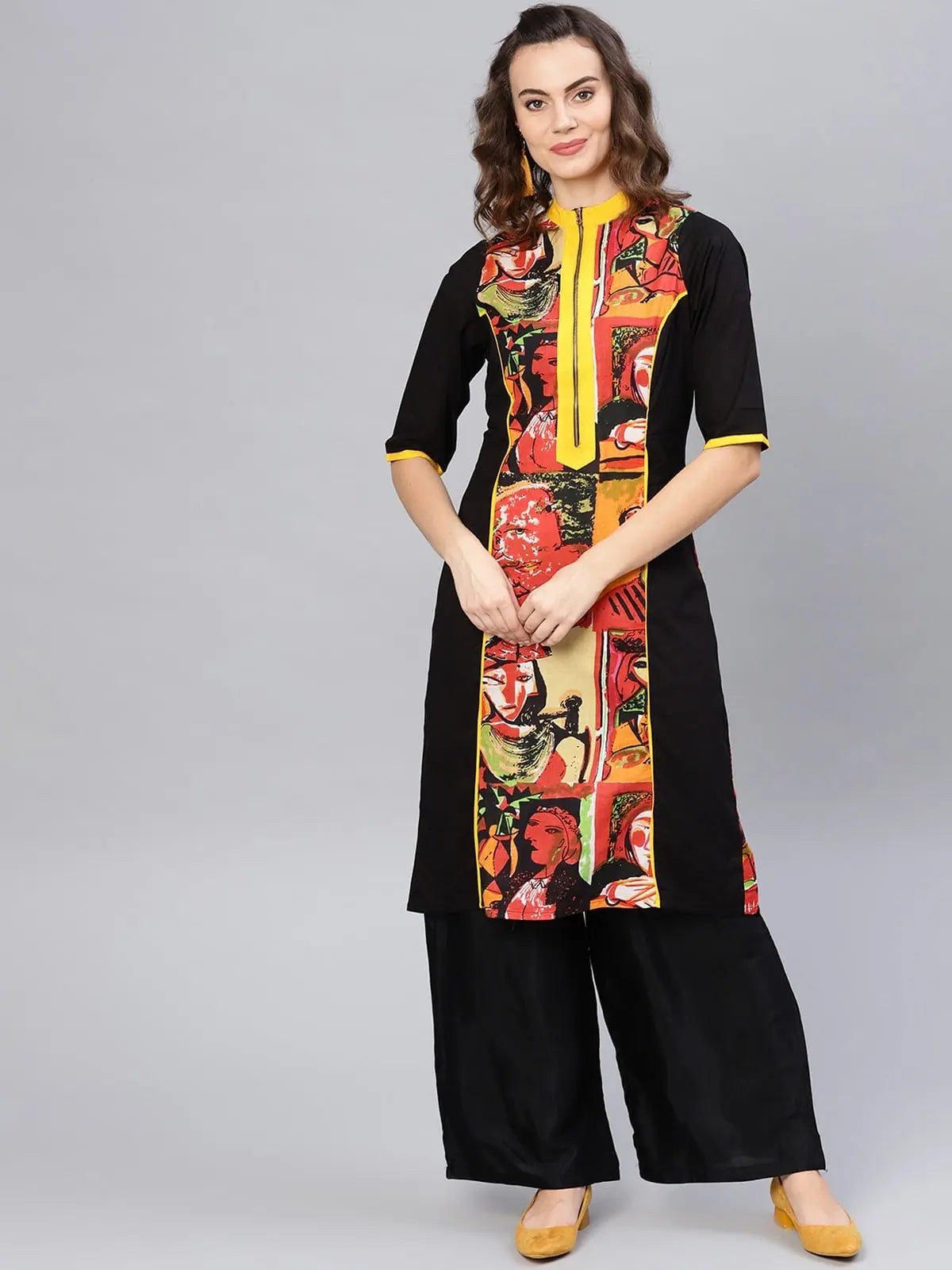Picasso Printed Zipper Kurta-PKL4341RD