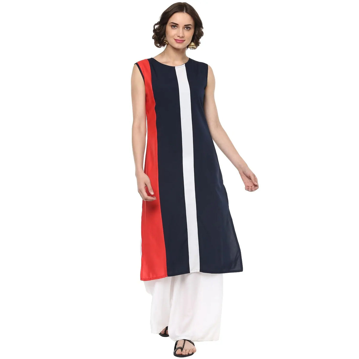 Women's Vertical Color-Block Straight Kurta