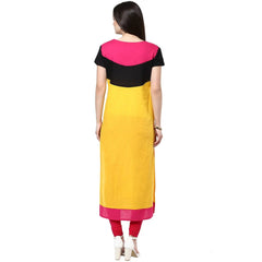 Women's Yellow Color Block Kurti