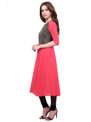 Women's Brocade Bodice Kurti-PK1125CORAL-S