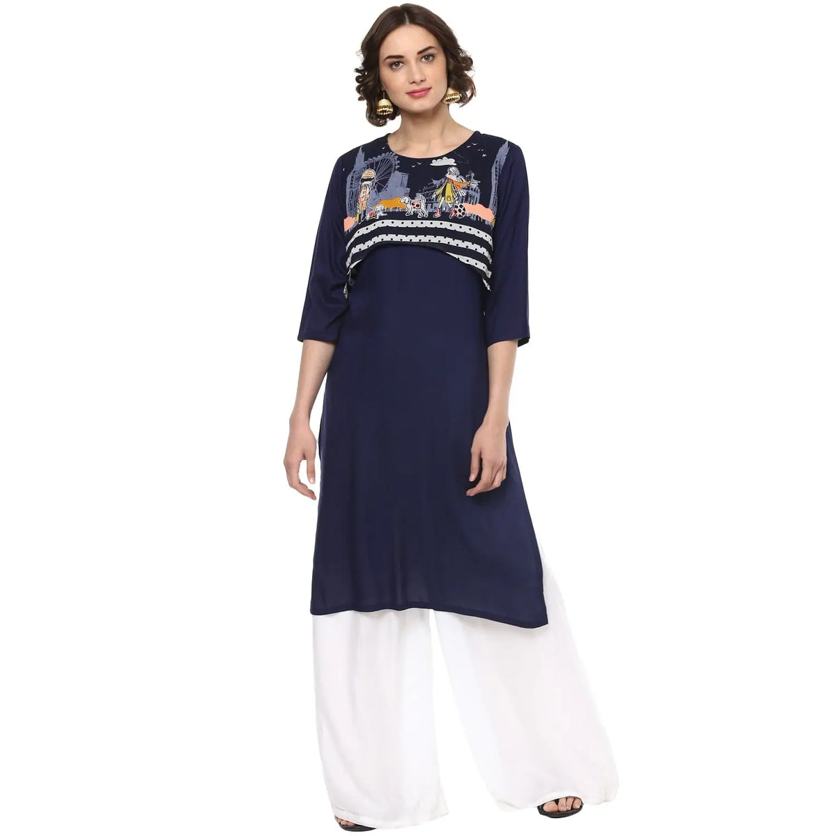 Women's Quirky Print Crop Style Kurta