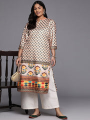 Women Floral Printed Thread Work Velvet Kurta-AP-AHKUVLDP-1108