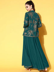 Printed Top & Jacket With Skirt-AHBLSKJK-COMBO-1005