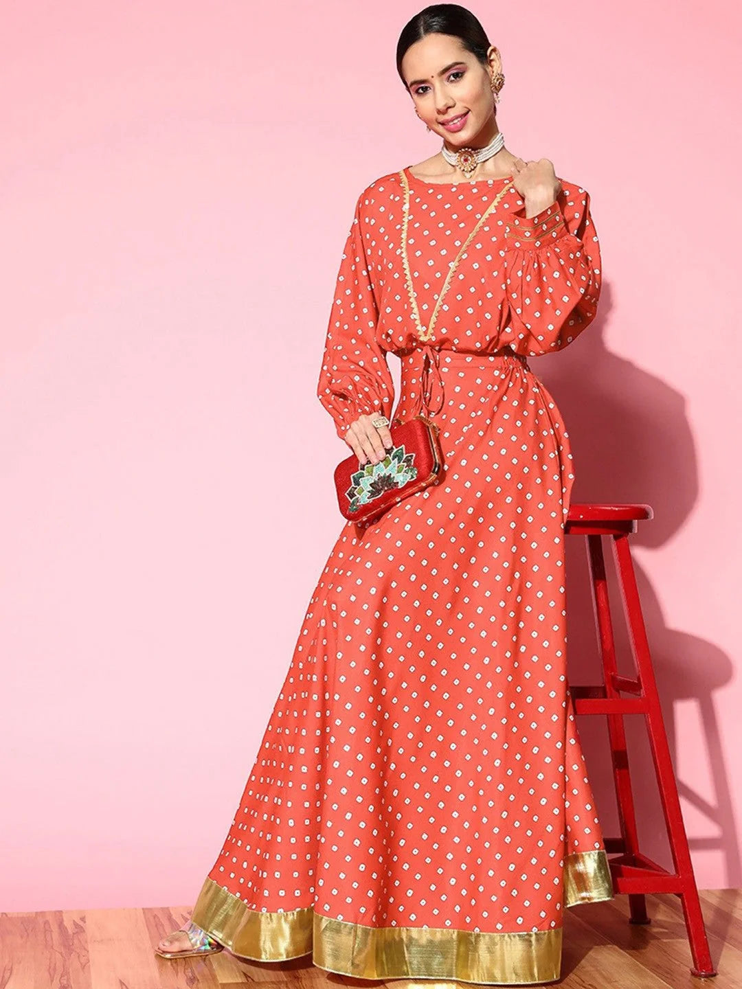 Printed Ethnic Skirts for Women - Flared Maxi Skirt