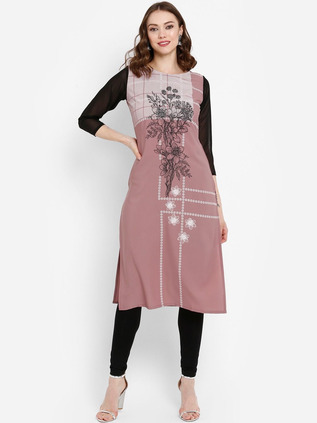 Mauve Printed Straight Indian Kurta for Ladies | Stylish Kurti
