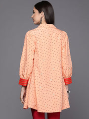 Peach Crepe Printed Tunic-AHTUCRPG-8081